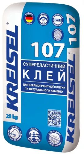Клей для плитки високоеластичний Kreisel 107 Super Elasti, 25 кг